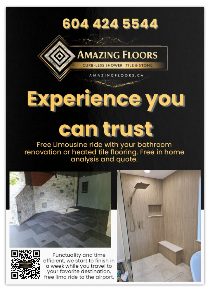 Amazingfloors and Curb-less showers cover