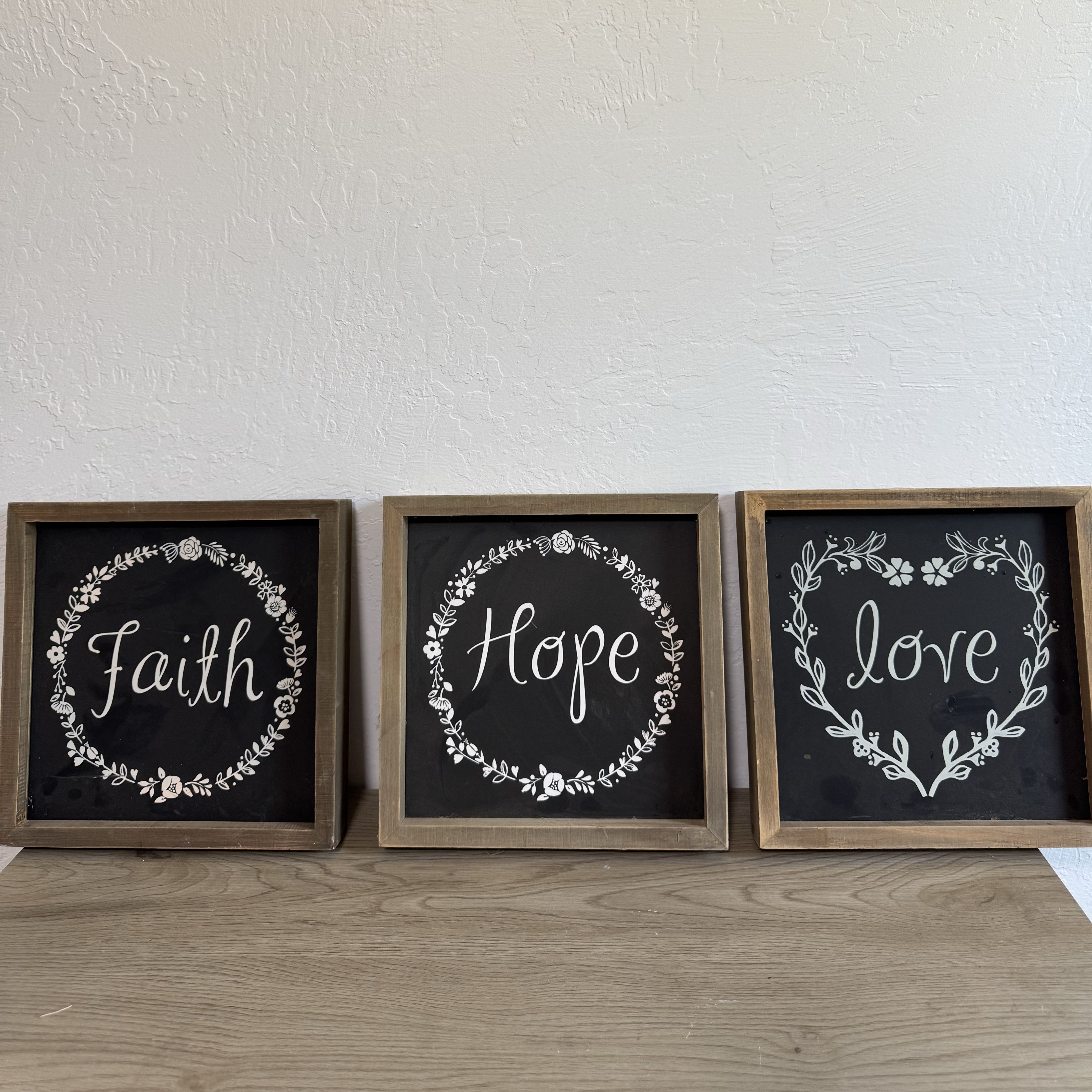 Faith Hope Love Decorative Wood Wall Art Set