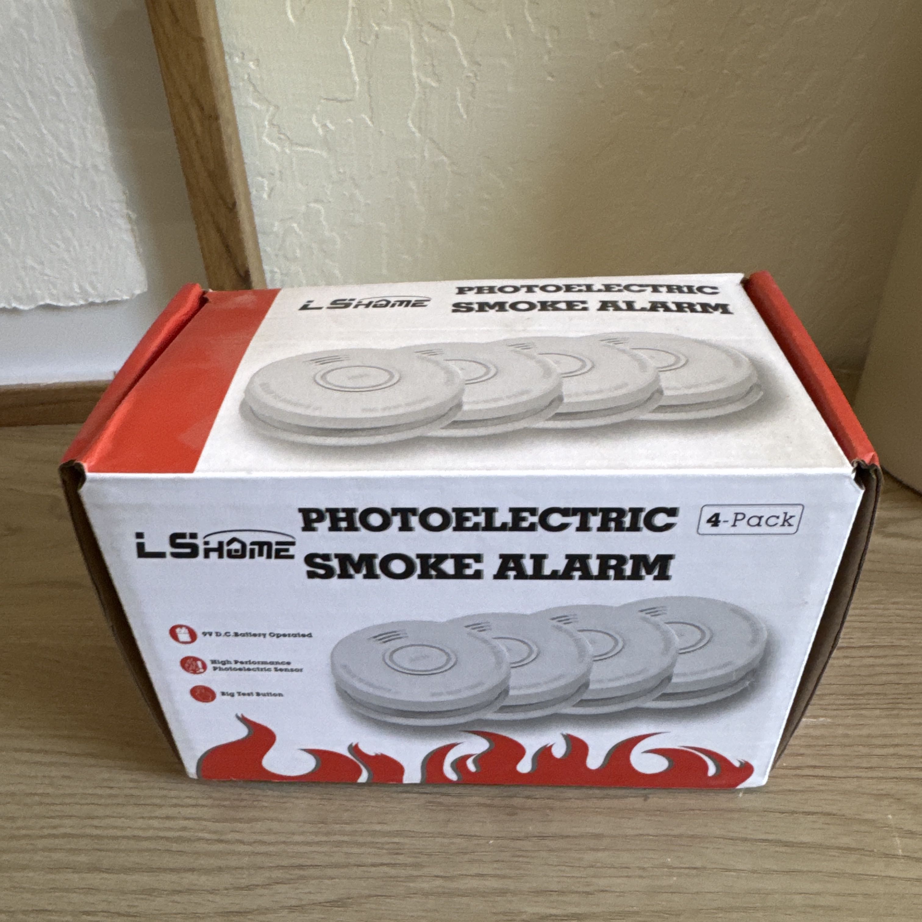 LSHome 4-Pack Photoelectric Smoke Alarms
