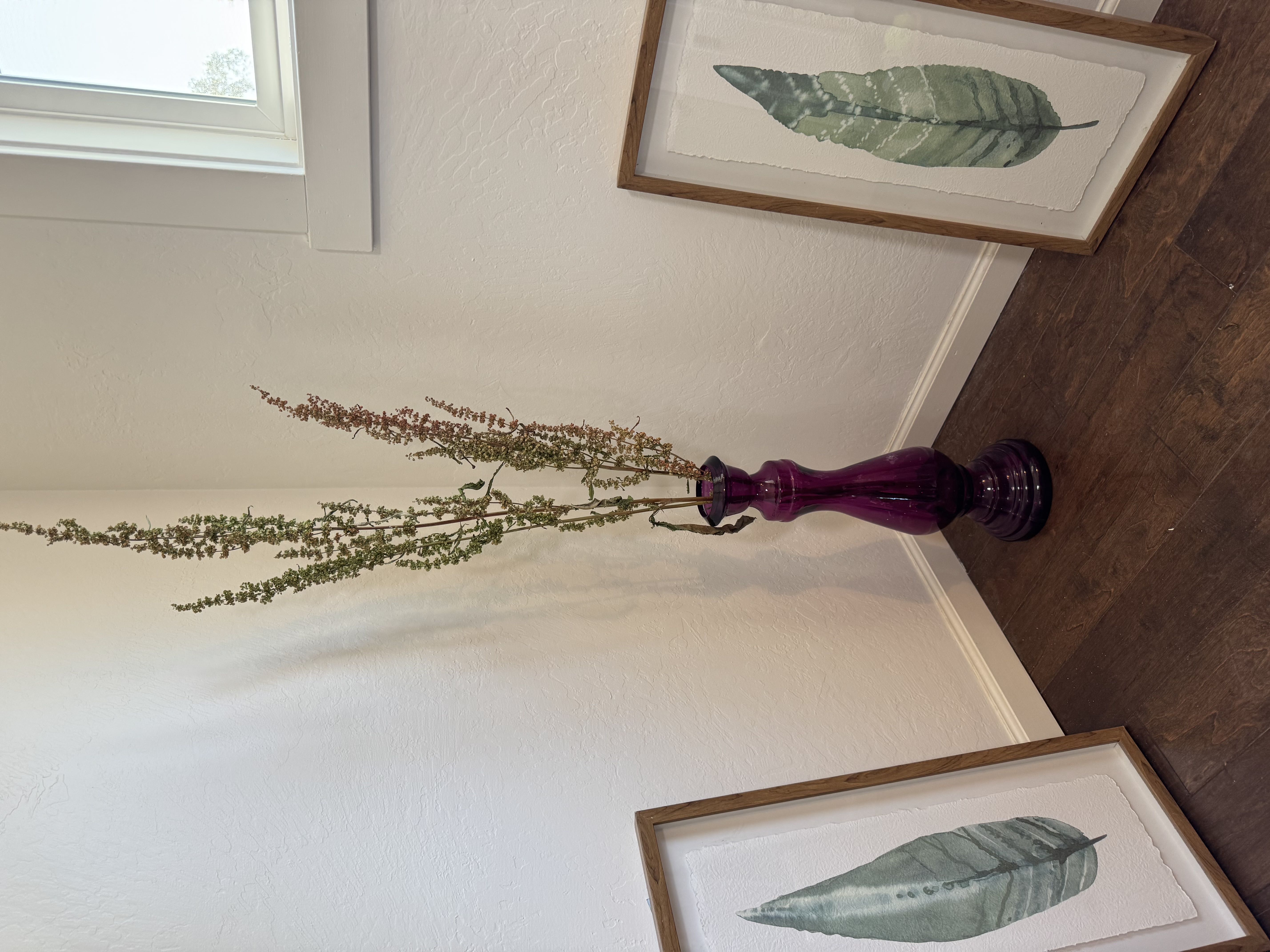 Elegant Tall Purple Glass Vase - Vase only