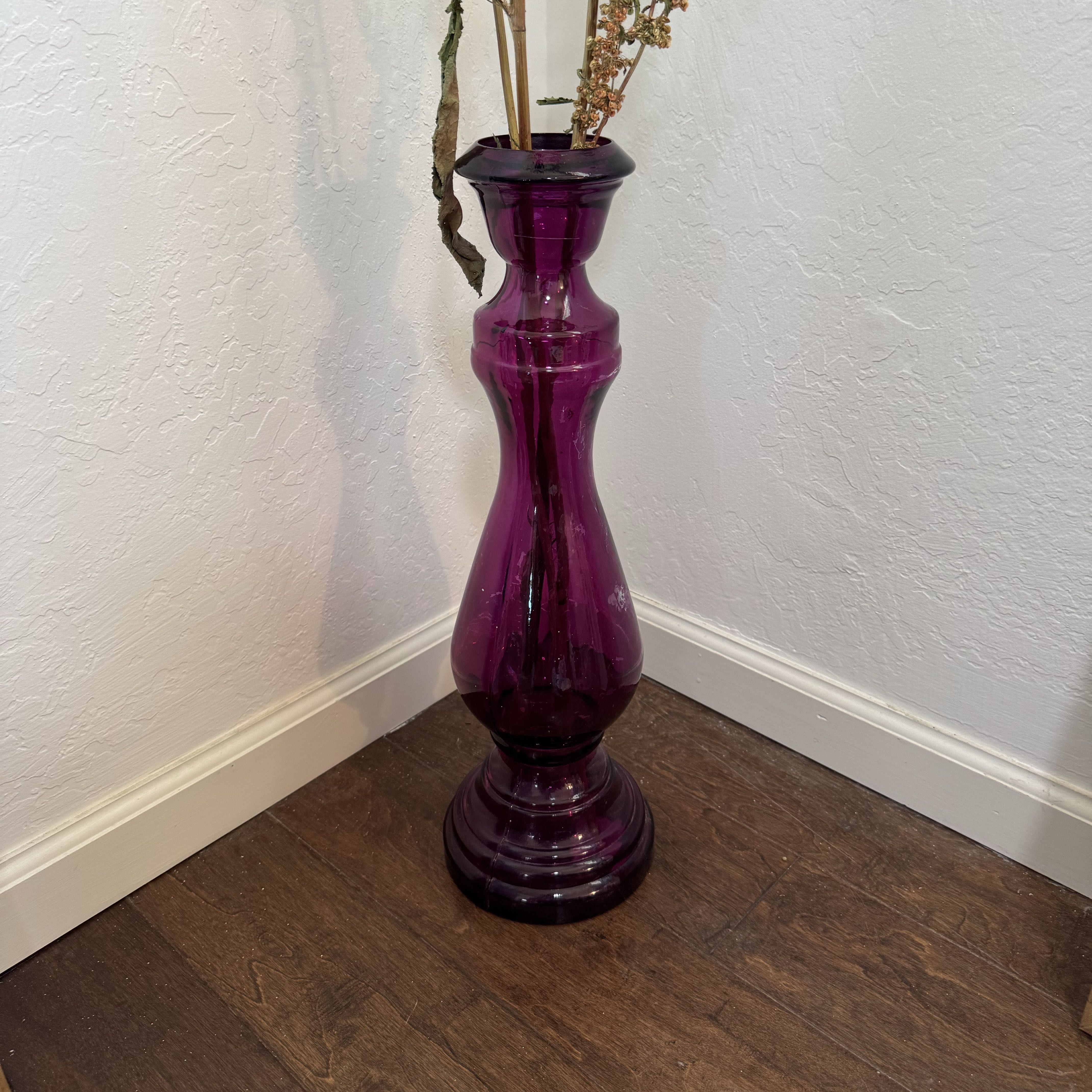 Elegant Tall Purple Glass Vase - Vase only - Image 2