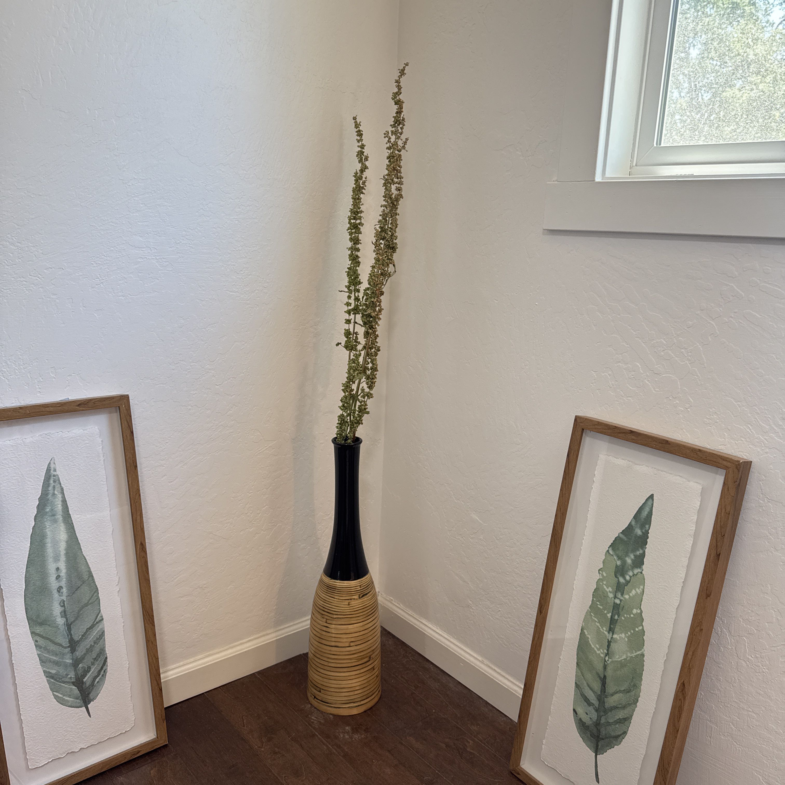 Tall Modern Black & Beige Decorative Vase