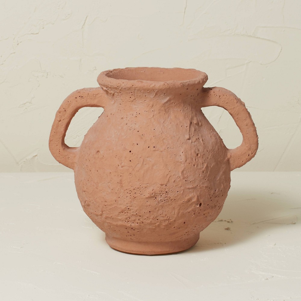 7" Terracotta Vase with Handles - Boho Brown Clay