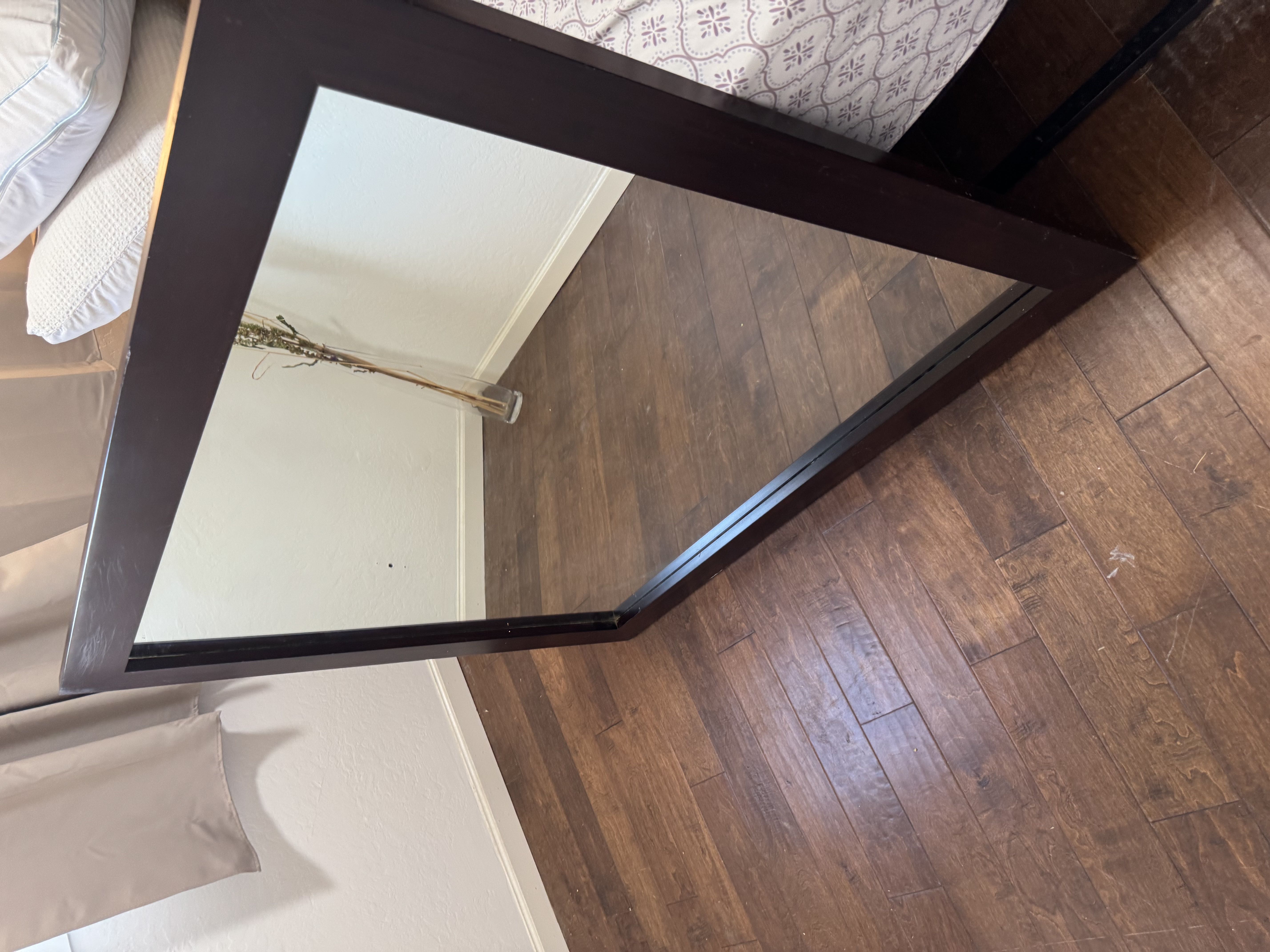 Paxton King Bedroom Mirror with Dark Wood Frame