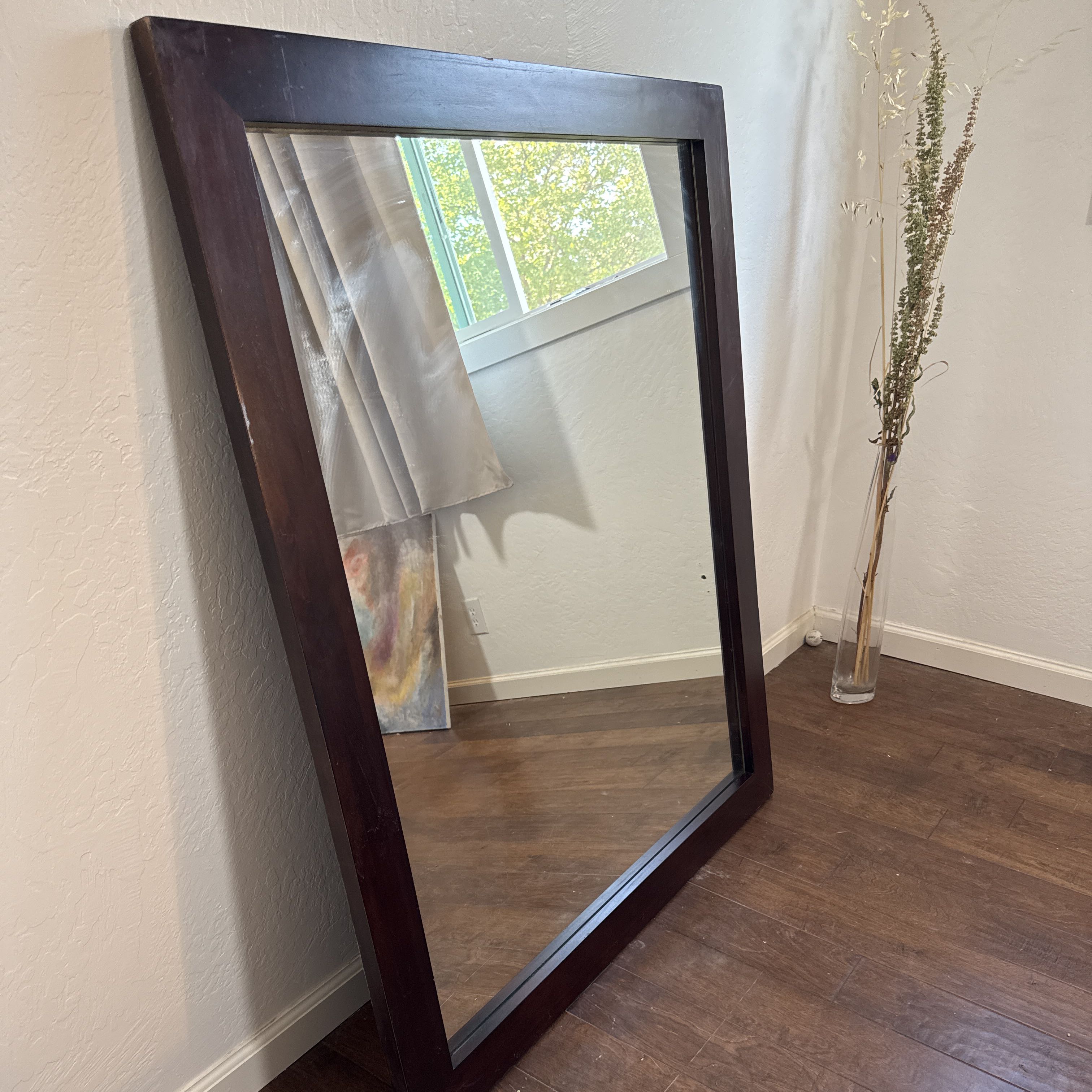 Paxton King Bedroom Mirror with Dark Wood Frame - Image 7