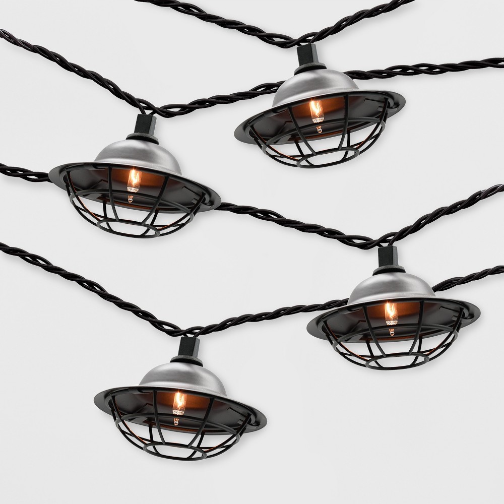 10ct Threshold Black Cage Outdoor String Lights