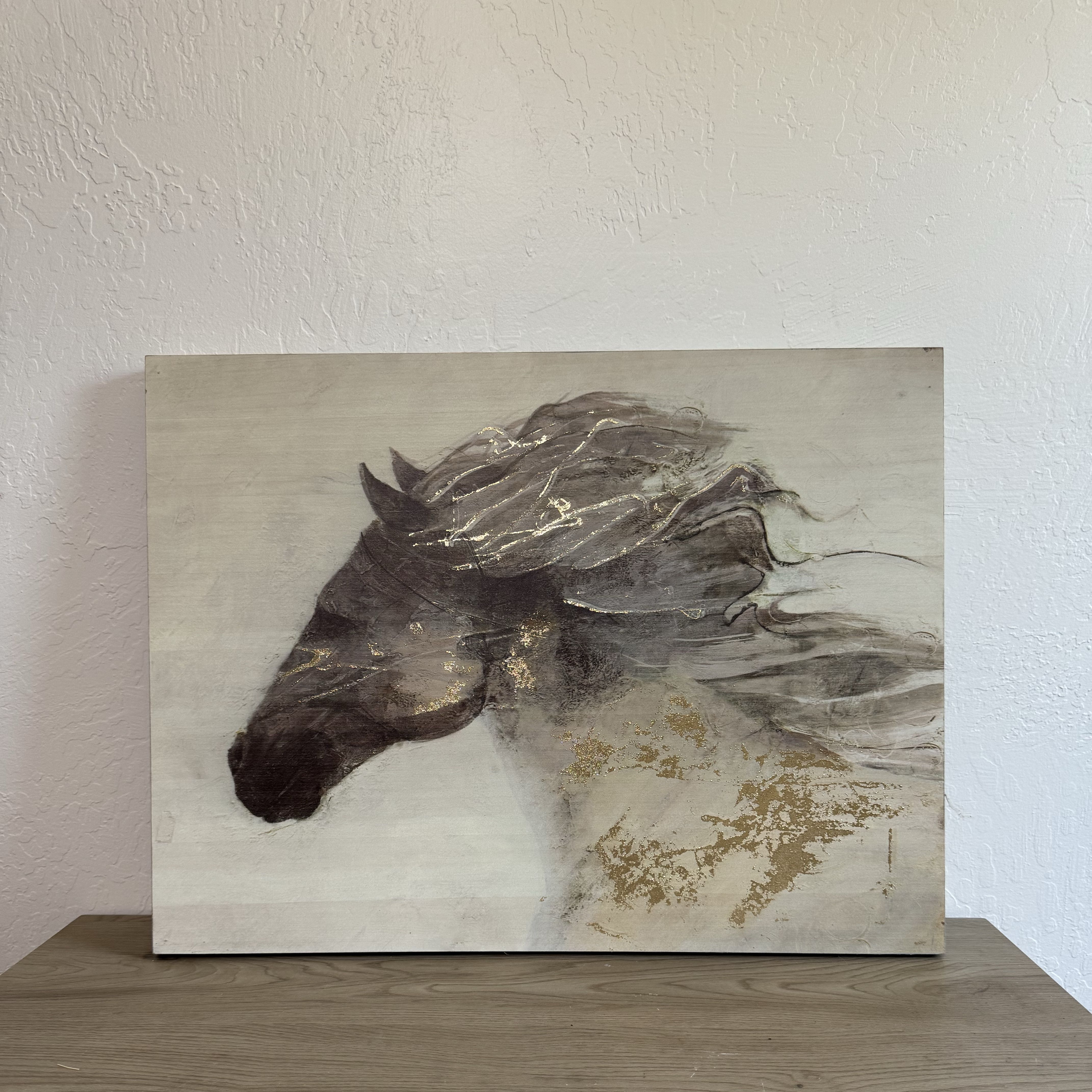 Elegant Wooden Horse Wall Art 24x18 Inches